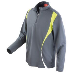Spiro Unisex Adult Trial Zip Neck Training Top / Gray/Lime/White